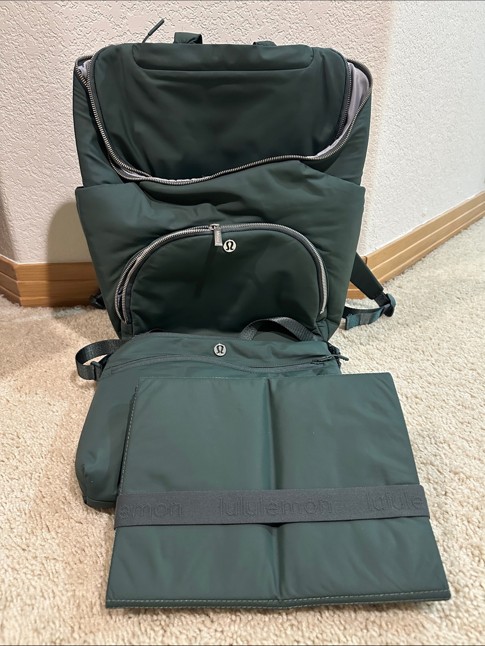lululemon athletica dark green parent backpack